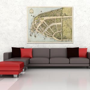 Impresión de un mapa antiguo de Castelloplan Amsterdam sobre papel fotográfico mate o lienzo estirado