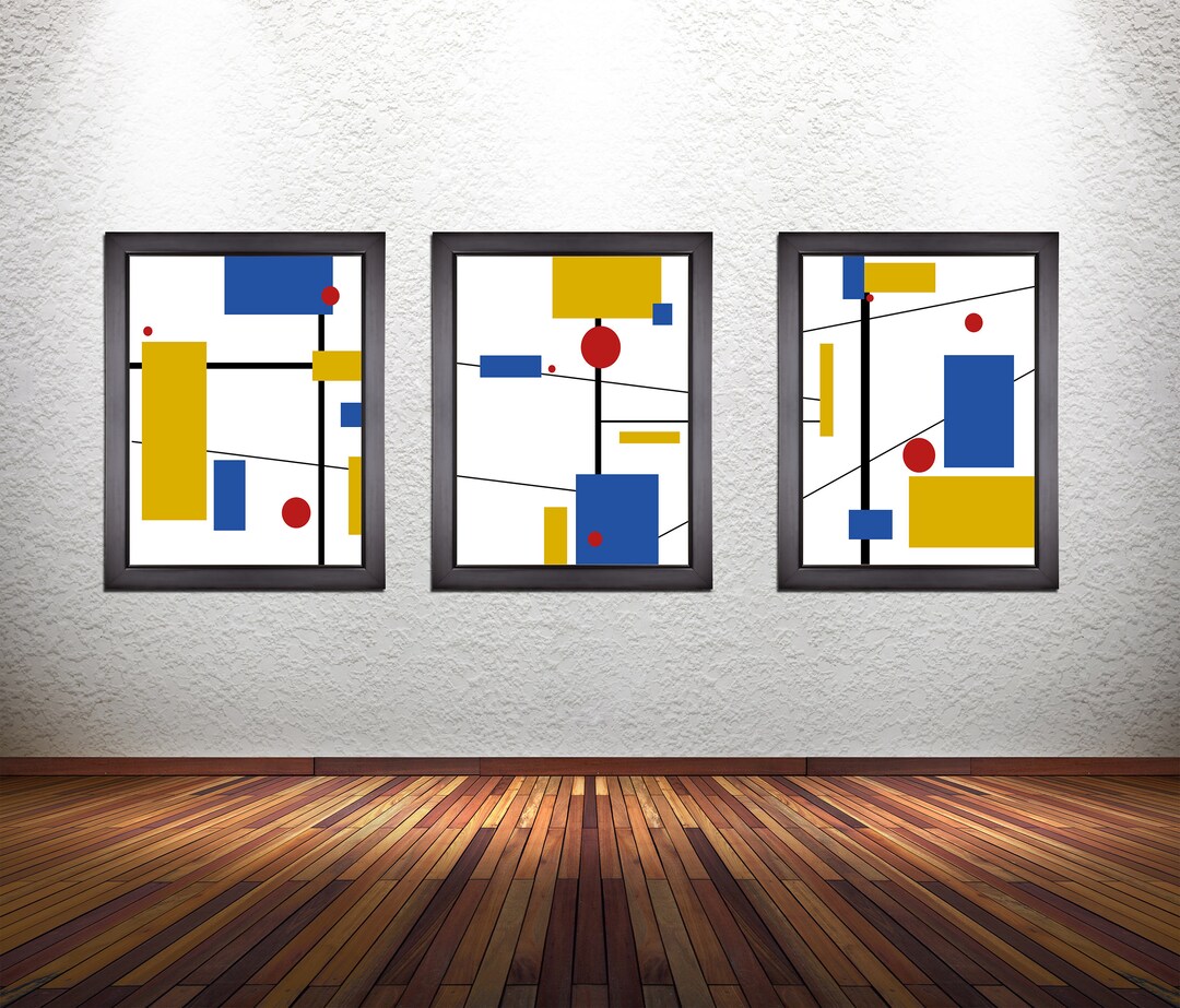 Set of 3 Modern Abstract Art Prints: Minimalist Geometric Wall Decor - Etsy