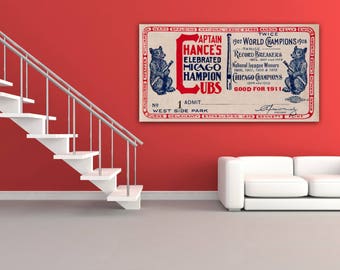 Vintage Print of Chicago Cubs Ticket Stub on Photo Paper, Matte Paper or Stretched Canvas