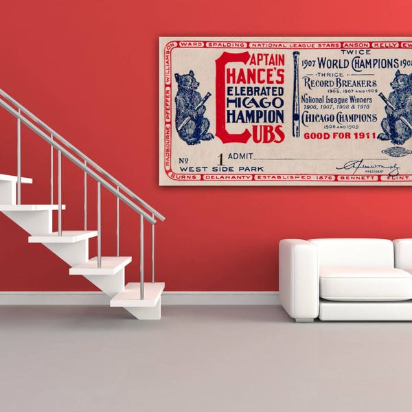 Vintage Chicago Cubs Ticket Stub Print: Photo Paper, Matte, or Canvas
