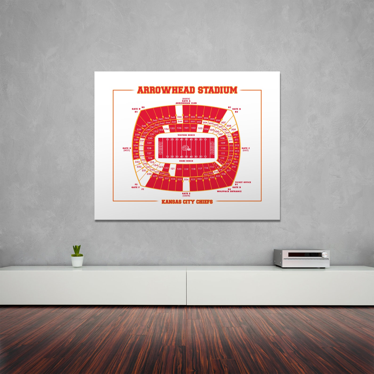 Vintage Style Print of Arrowhead Stadium Seating Chart on | Etsy