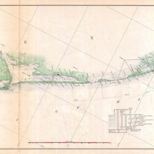 Antikes vintage Texas Galveston Papier, Leinwand oder Matt Wand Kunst Dekor ca Kalifornien Seekarte Insel 1800er Jahre