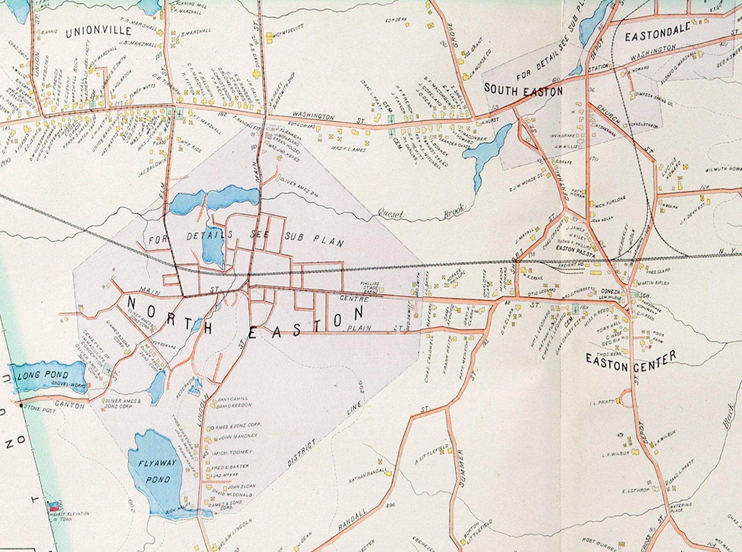 Print of Antique Town Map of Easton Massachusetts on Photo Etsy Australia