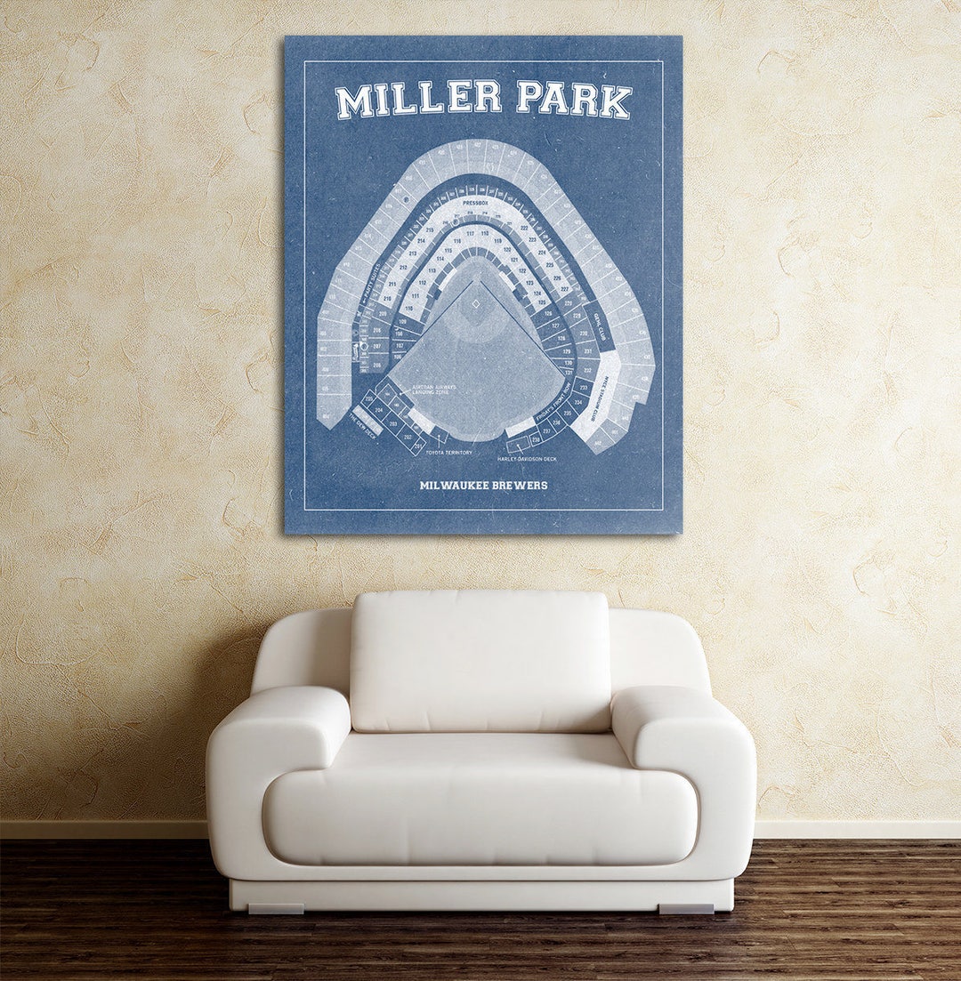 Miller Park Blueprint Style Print (Unframed, 18