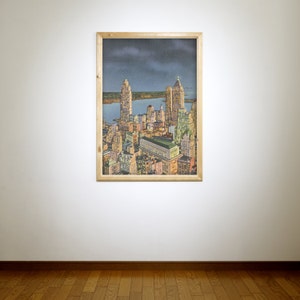 Foto antiga em estilo vintage do New York Financial Center em papel fotográfico, papel fosco ou tela esticada