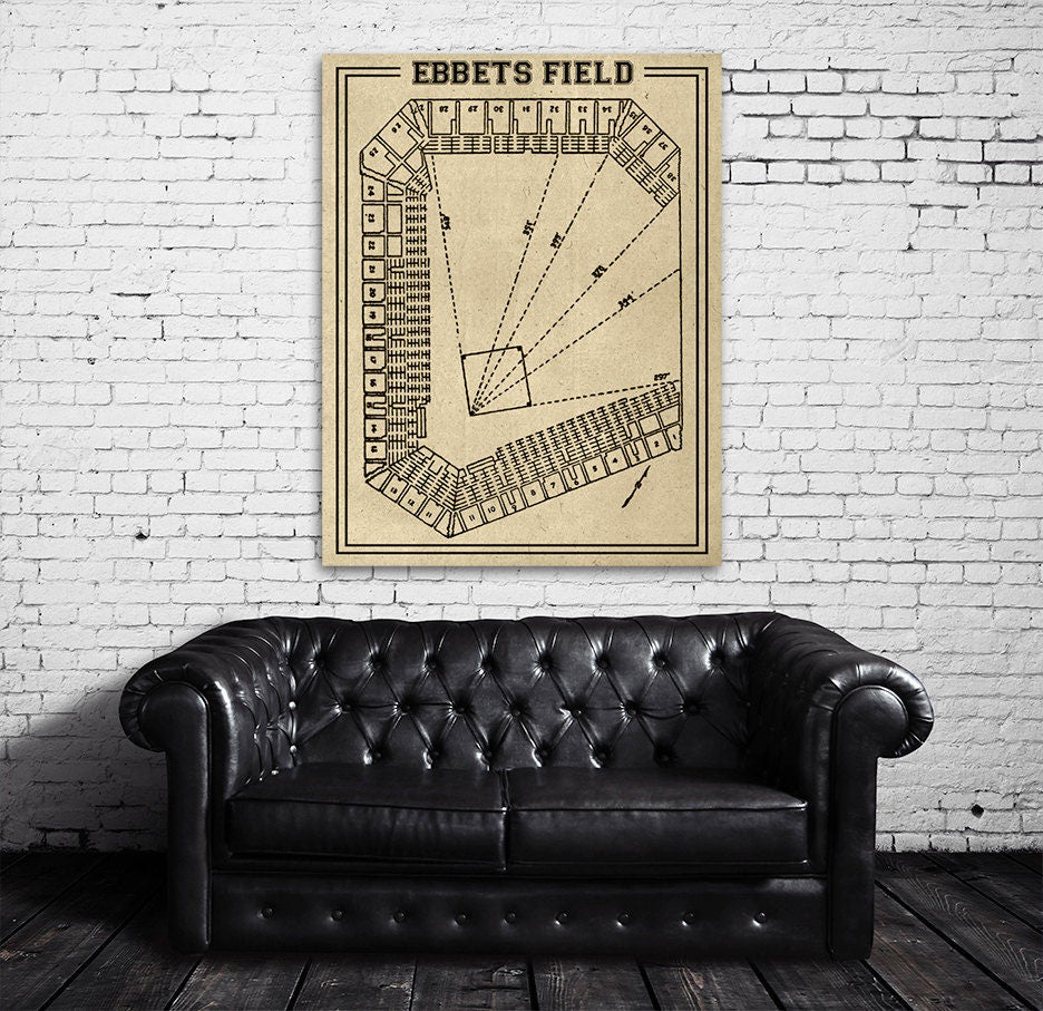 print of vintage ebbets field seating chart on photo paper ebbets field seating chart