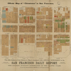Vintage antike Chinatown, San Francisco, CA Karte Diagramm Druck auf Matte Papier, Fotopapier oder gestreckt Leinwand