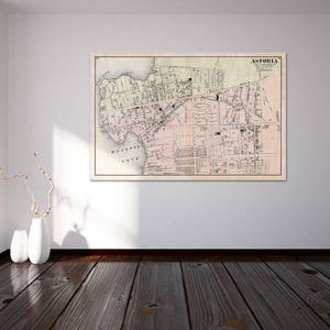 Impresión de mapa antiguo de Astoria de Long Island en papel fotográfico mate o lienzo estirado