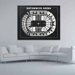 Vintage Nationwide Arena Columbus Blue Jackets on Photo Paper, Matte paper or Canvas Sports Stadium Tickets Art Home Decor Line Drawing