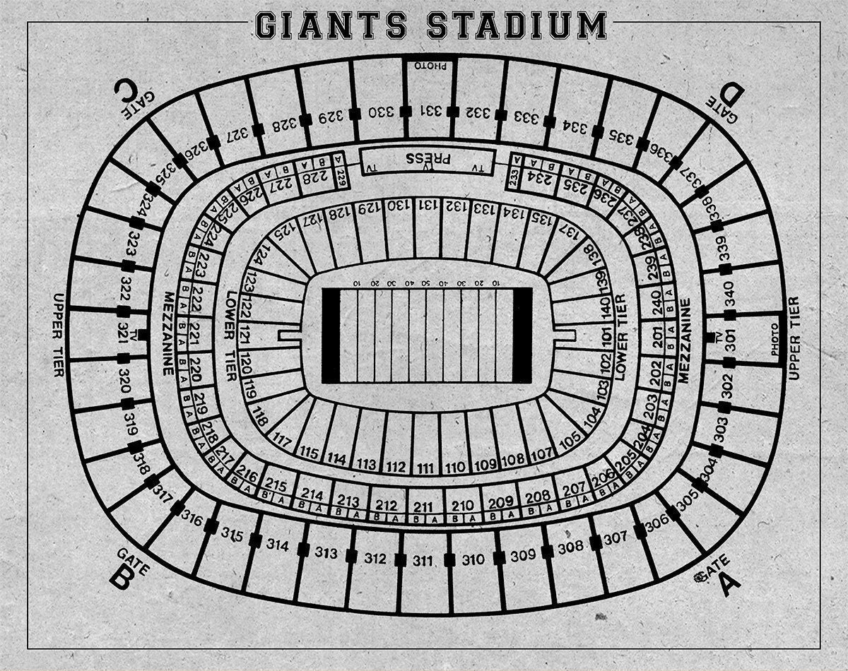 Print of Vintage Giant Stadium Seating Chart Seating Chart on Photo Paper,  Matte Paper or Canvas - Etsy