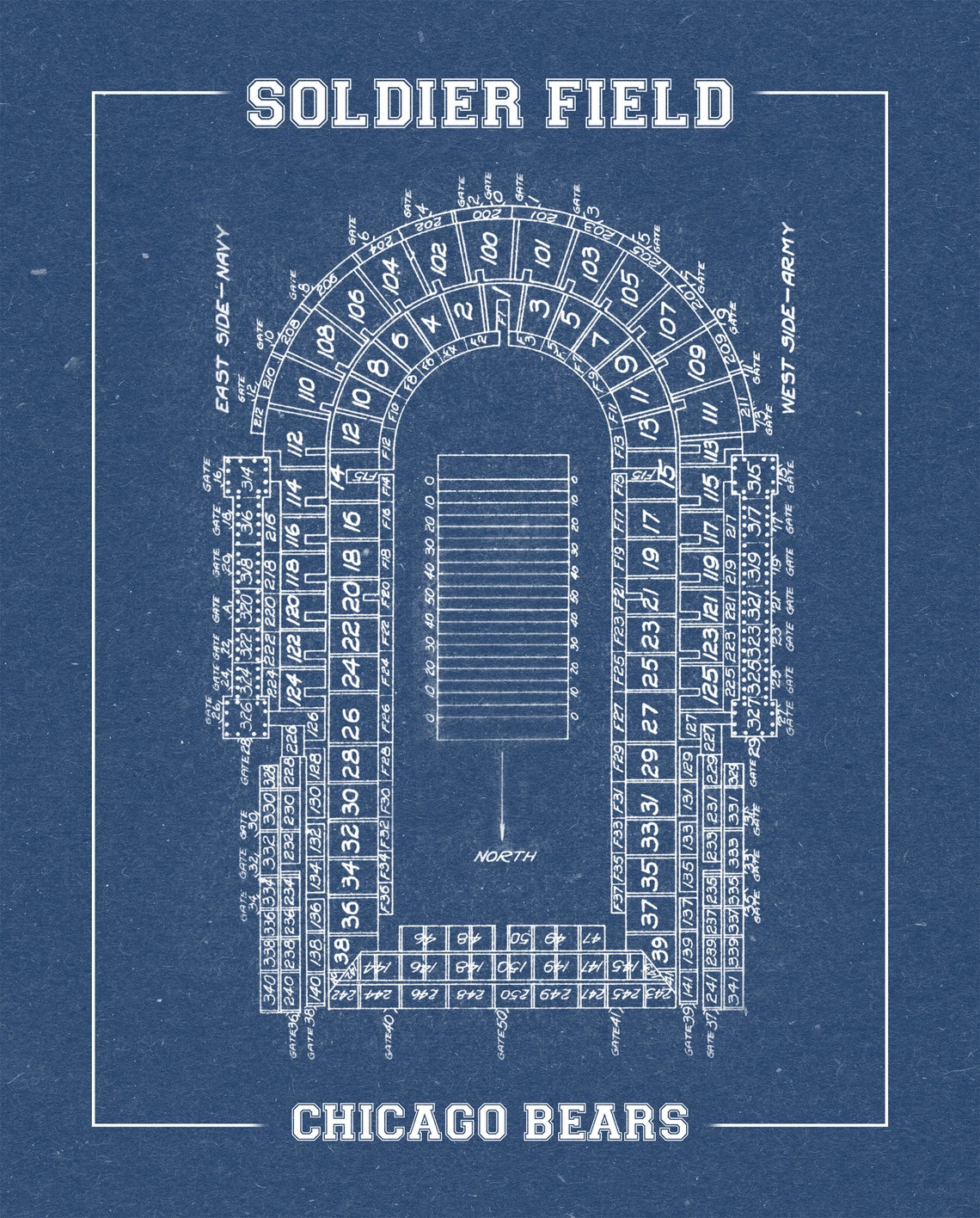Print of Vintage Soldier Field Seating Chart on Photo Paper | Etsy