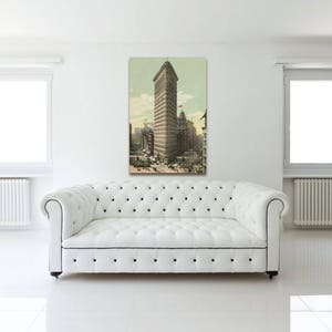 Impressão em estilo vintage antigo do edifício Flatiron em papel fosco, papel fotográfico ou tela esticada de sua escolha