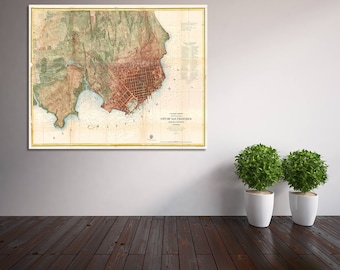 Stampa della mappa di San Francisco d'epoca: foto, opaca o tela