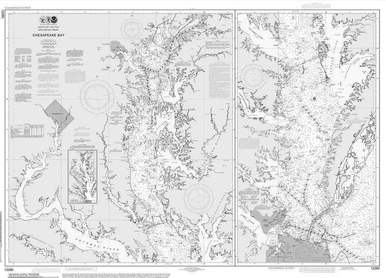 Nautical Map of Chesapeake Bay Print on Your Choice of Matte - Etsy