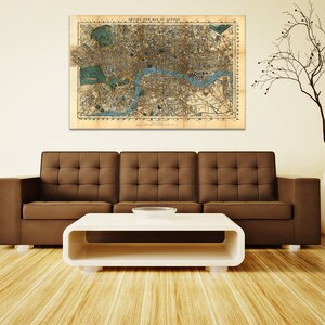 Kunstdruck einer antiken Landkarte von London England Vereinigtes Königreich auf Fotopapier, Mattepapier oder gespannter Leinwand