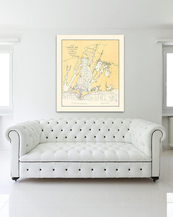 Print of Antique Nautical Map of Waquoit Bay in Falmouth on Photo Paper, Matte Paper, or Stretched Canvas