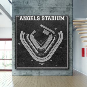 Vintage Angel Stadium Los Angeles Baseball Drawing Artwork art print on Paper or Canvas, Dad gift, wall decor,  man cave, nursery baby