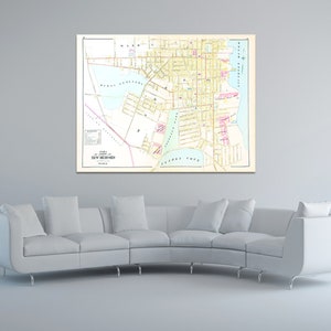 Afdruk van antieke stadsplattegrond van New Bedford Plate 3 Massachusetts op fotopapier, mat papier en gespannen canvas