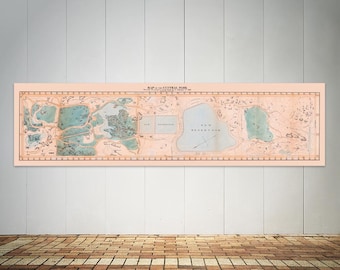 Impresión vintage de un mapa de Central Park: decoración artística antigua de Manhattan