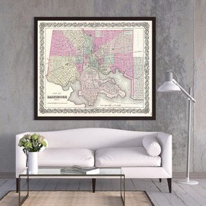 Antike Karte von Baltimore, Maryland auf mattem Fotopapier