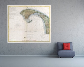 Antique Provincetown Nautical Chart Art Print: Photo, Matte, or Canvas Giclee