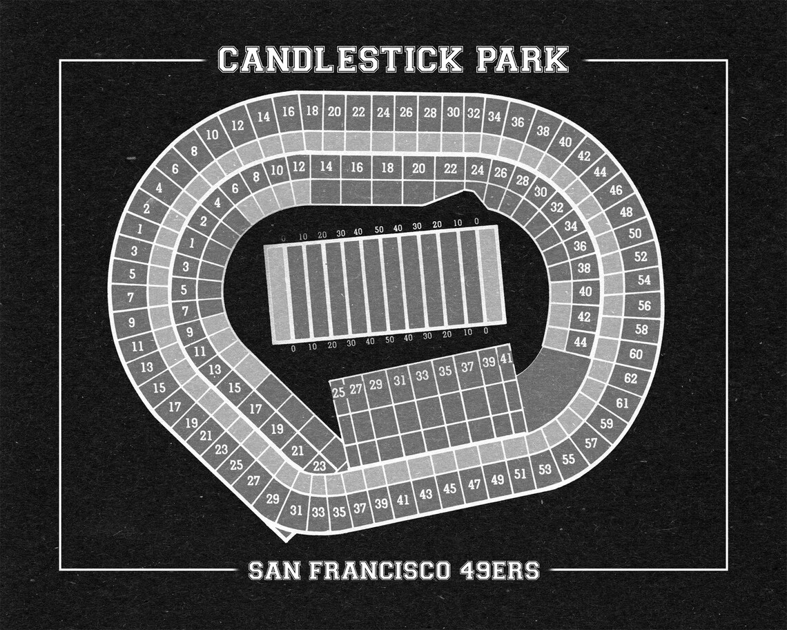 Print of Vintage Candlestick Park Seating Chart Football Chart Etsy
