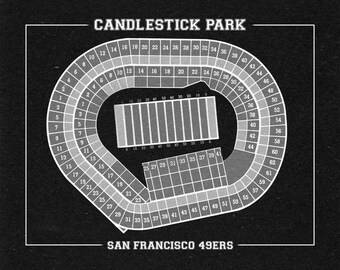 Vintage Candlestick Park Seating Chart Print: San Francisco 49ers