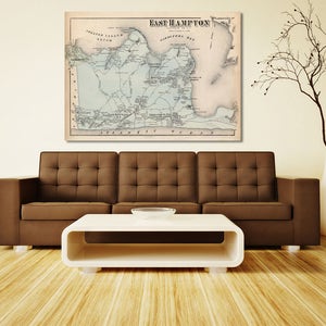 Druck einer antiken Karte von East Hampton, Long Island auf Mattpapier, Fotopapier oder gespannter Leinwand. Kostenloser Versand!