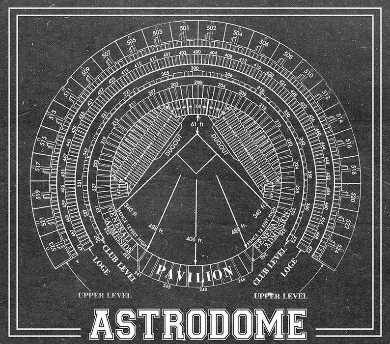 Print of Vintage Astrodome Seating Chart Seating Chart on Etsy
