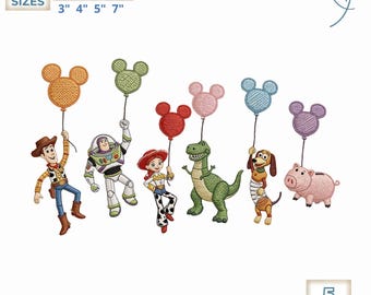 Toy Story Characters Embroidery Design Bundle, Set 6 Toy Story Embroidery File, Disney World Family, Family Trip, Disneyland Trip