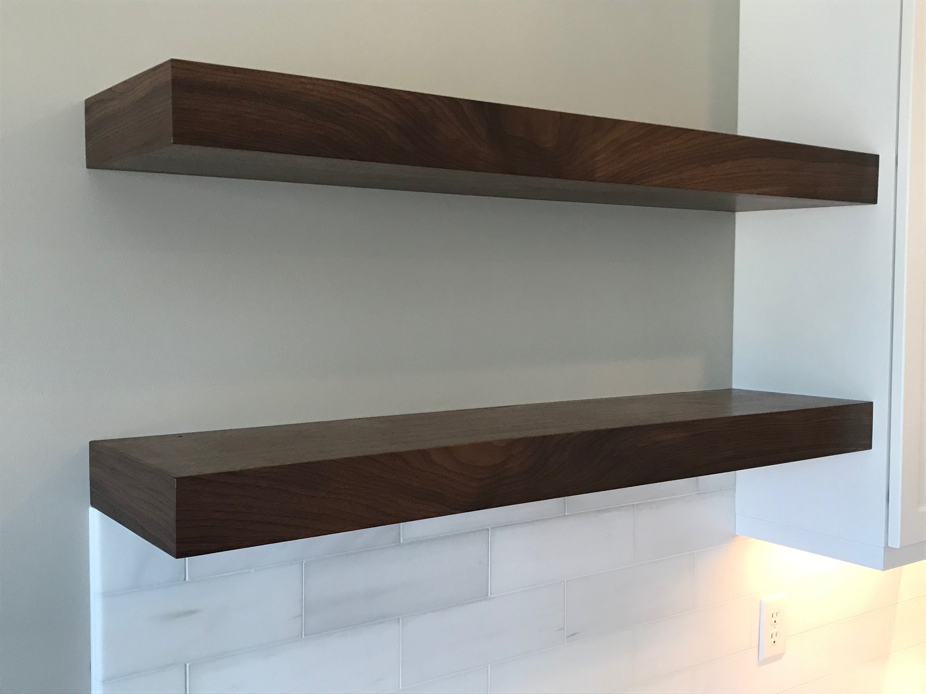 Floating Shelves Kitchen Shelves Walnut White Oak Mahogany Etsy