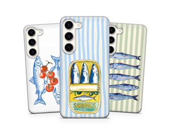 Retro Sardine Can & Tinned Fish Phone Case for Samsung S26 A37 A57 A17 A56 A36 S23 S24 Fe S25, Pixel 10a, iPhone 16 17e 14 Pro Max 13 15