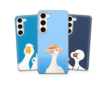 Süße Cartoon Gans Meme Handyhülle passend für Samsung A26 A17 A57 A56 A37 A36 S24 Fe S25 Edge S26, Pixel 10 iPhone 16 17 Air 14 Pro Max 13 15 Plus