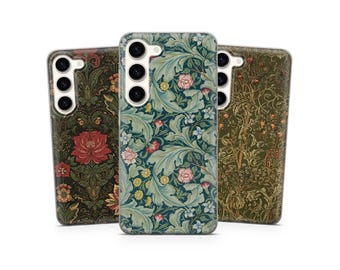 Art Nouveau Vintage Floral Phone Case for Samsung A26 A17 A57 A56 A37 A36 S24 Fe S25 Edge S26, Pixel, iPhone 16 17 Air 14 Pro Max 13 15 Plus