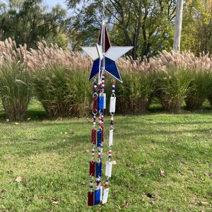 Patriotic Star Glass Windchime