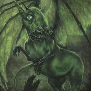 Jersey Devil Pine Barrens Cryptid Monster Fantasy Horror 9&quot;x12&quot; Acrylic Painting