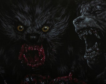 American Werewolf in London Fanart Horror 8x10 Painting Print