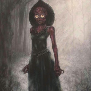 Flatwoods Monster Cryptid Monster Alien West Virginia 15&quot;x20&quot; Acrylic Painting