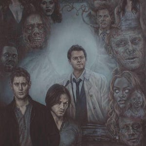 Supernatural TV Show Fanart Luster 8x10 11x14 Photo Print Sam Dean Winchester Angel Demon Castiel Lucifer Crowley