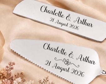Custom Wedding Server Set | Personalised Gift for Couple | Anniversary Present | Engraved Cake Ceremony Set