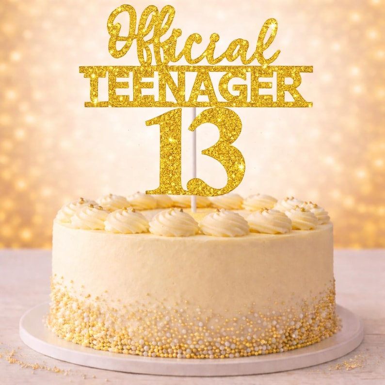 Glitter Teenager 13 Topper | 13th Birthday Cake Decoration | Teenager ...