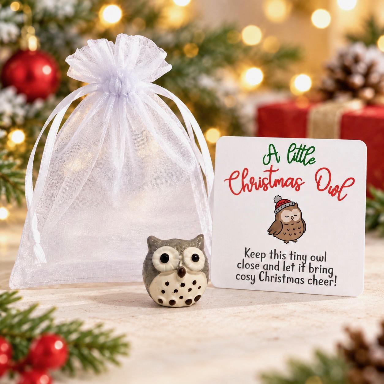 Christmas Owl Pocket Hug, Owl Pocket Pal, Stocking Filler, Secret Santa Gift, Christmas Eve Box Fill