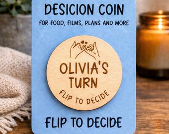 Personalised Decision Coin | Date Night Idea | Wooden Flip to Decide Coin | Anniversary Gift for Couple | What to Eat Dinner Decision Maker