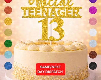 Teenager 13 Cake Topper | 13th Birthday Decorations | Glitter Cake Topper | Thirteen Birthday Party Decor | 13 Year Old Cake Sign | Teen