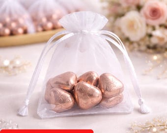 White Organza Wedding Favour Bags 7x9cm | Jewellery Pouch | Confetti Bags for Weddings | Small Gift Bags for Sweets | Party Favor Bags