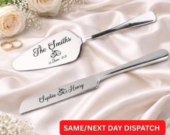 Personalized Wedding Cake Slicer and Divider Set | Custom Engraved Server | Mr and Mrs Gift | Anniversary Keepsake | Dessert Ceremony Set