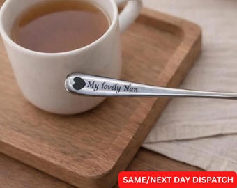 Personalised Long Spoon | Engraved Handle | Custom Message Gift | Latte Ice Cream Sundae | Minimalist Name | 20cm | Gift-Ready Packaging