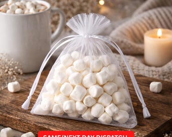 White Organza Gift Bags 7x9cm | XMAS Birthday Halloween Wedding Favour Bag | Jewelry Pouch | Candy Sweet Treats Bag | Small Drawstring Pouch