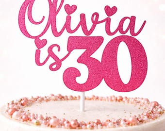 Personalised Glitter Cake Topper | Custom Happy Birthday Cake Topper | 16th 18th 21st 25th 30th 40th50th 70th Birthday Cake Decoration