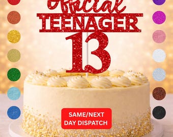 13th Birthday Cake Topper | Teenager Thirteen Decor | Glitter Birthday Decorations | Milestone 13 Birthday Decor | Party Supplies | Teen